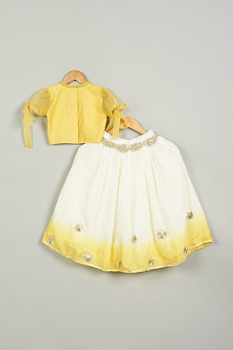 Pre-Order: Yellow Shaded Ghagra with Embroidered Blouse Set