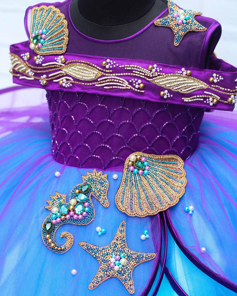 Pre-Order: Purple & Blue Hand-Crafted Sea Mermaid Theme Gown