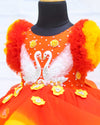 Pre-Order: Swan Theme Deep Orange & Yellow Color Gradient Swirled Gown