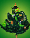 Pre-Order: Jungle Theme Dark And Light Green Swirl Gown With Animals Patches