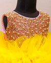 Pre-Order: Heavy Bead Work Yoke With Multi Color Frilled Ball Gown