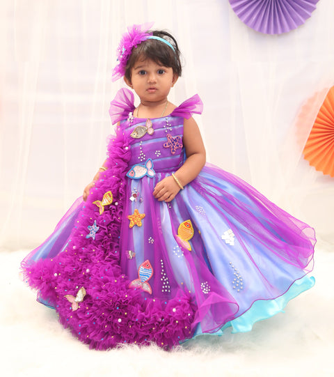 Pre-Order: Under Water Theme Purple And Blue Gown