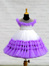 Pre-Order: Lavender and White Luxury Gown with Heavy Pleated Frills