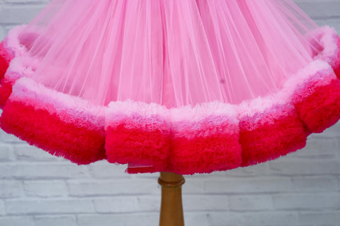 Pre-Order: Pink little heart- hand crafted pink shade heart party gown