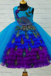 Pre-Order:Hand crafted bead and stone peacock with long feather theme gown