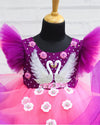 Pre-order: Swan Theme Pink And Purple Color Gradient Swirled Gown