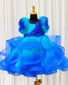 Pre-order: Aqua blue with royal blue Color Gradient Swirled Gown