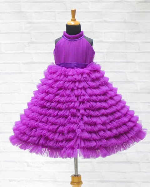 Pre-order: Purple Frilled Halter Neck Frock