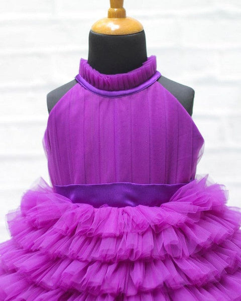 Pre-order: Purple Frilled Halter Neck Frock
