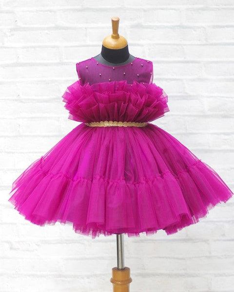 Pre-order: Magenta Tulle Frill Frock
