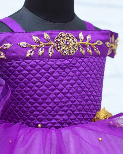 Pre-Order:  Purple & Lavender Quilted Swirled Cold Shoulder Gown