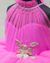 Pre-Order: Pink And Lavender Halter Neck Feather Frill Gown