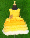Pre-Order:Mango Yellow Peplum Frilled Gown With Peter Pan Collar