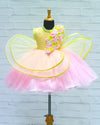 Pre-Order: Light Yellow And Baby Pink Quilted Rich Flower Embellishment Gown