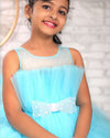Pre-Order: Ice Blue Layered High Low Gown With Bow