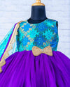 Pre-Order: Peacock Shades Brocade Gown With Twinkle Dupatta"