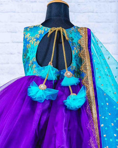 Pre-Order: Peacock Shades Brocade Gown With Twinkle Dupatta"