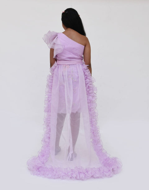 Pre Order: Lilac Embroidery Dress and Organza Trail