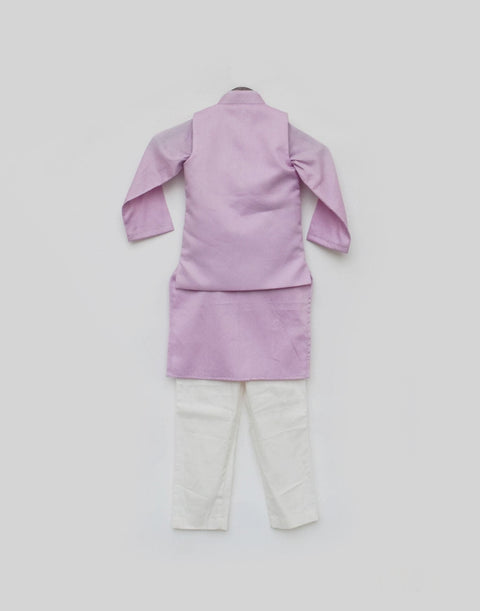 Pre Order: Lilac Embroidery Jacket with Kurta and Pant