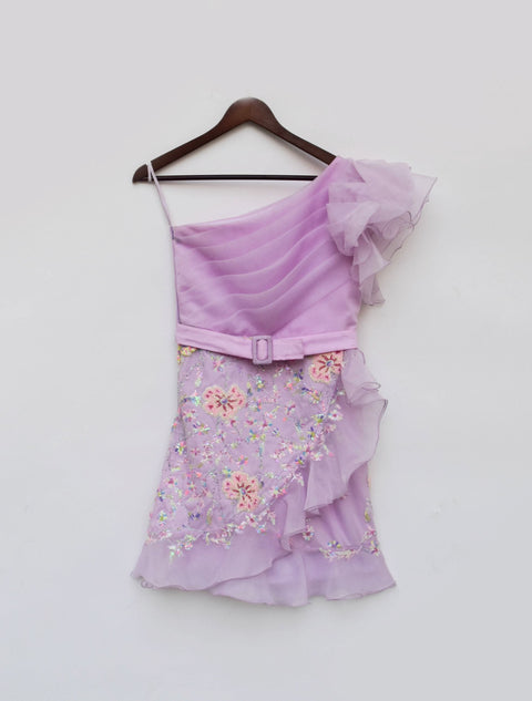 Pre Order: Lilac Embroidery and Organza Dress