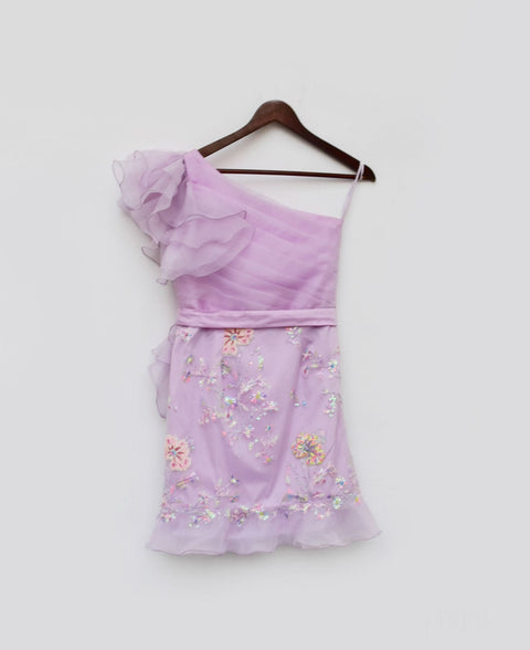 Pre Order: Lilac Embroidery and Organza Dress