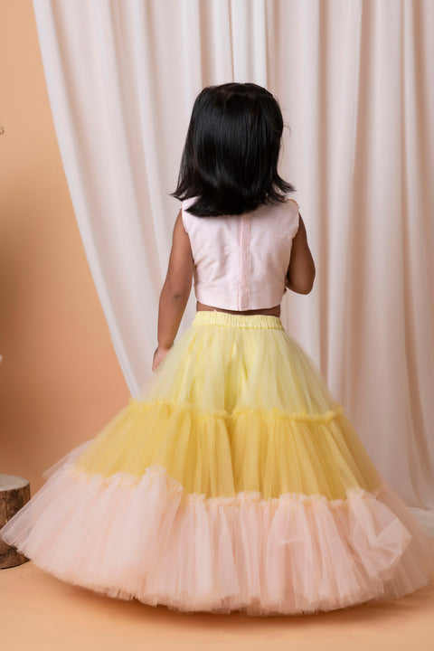 Pre-Order: Multicolour Pearl Hanging Ghagra Set