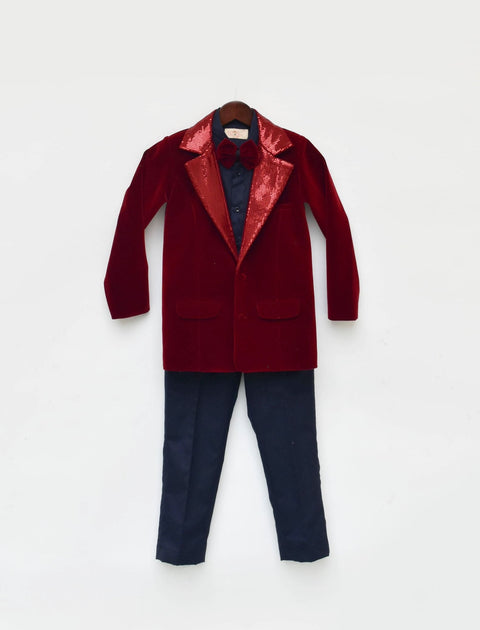 Pre-Order: Maroon Velvet Coat and Shirt Pant