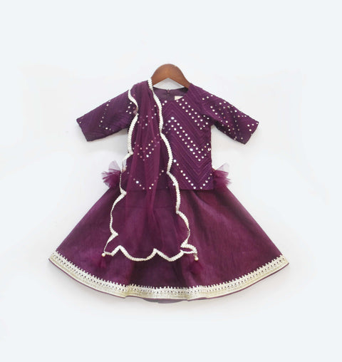 Pre-Order: Mirror Work Kurti with Lehenga and Dupatta