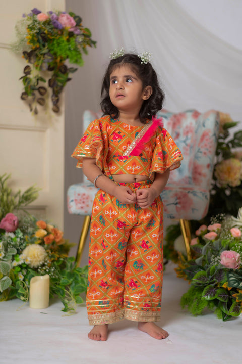 Pre-Order: Orange Patola Top with Pant Set