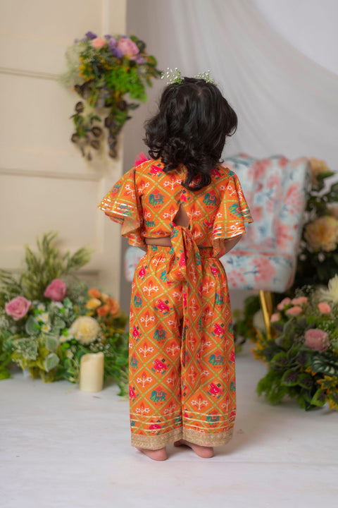 Pre-Order: Orange Patola Top with Pant Set