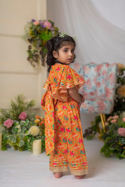 Pre-Order: Orange Patola Top with Pant Set