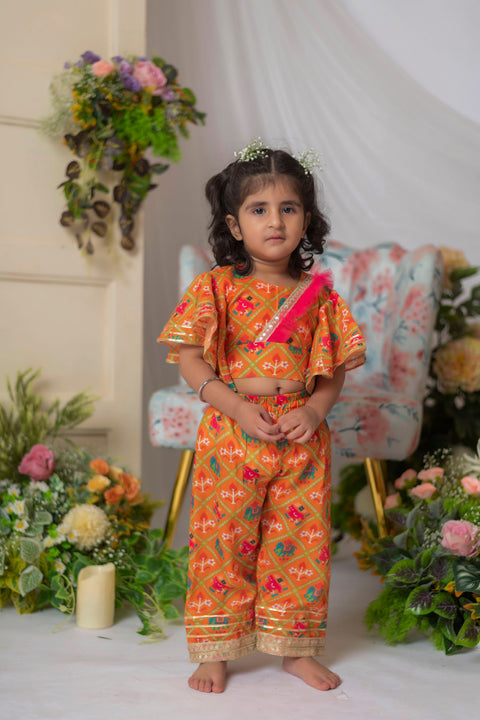 Pre-Order: Orange Patola Top with Pant Set