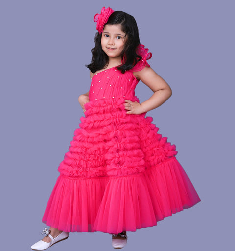 Pre-Order: Swrily One Shoulder Frilled Gown