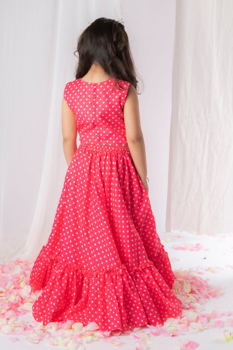 Pre-Order: Pink Bandhej Ghaghra Set