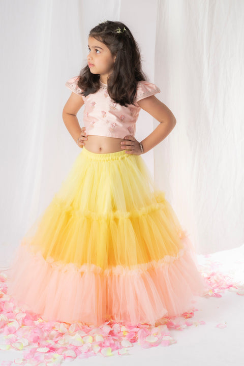 Pre-Order: 3D Flower Blouse and Ghaghra Set