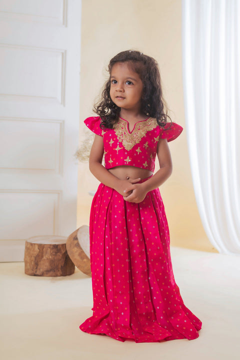 Pre-Order: Pink Loaded Sequence Ghagra Set