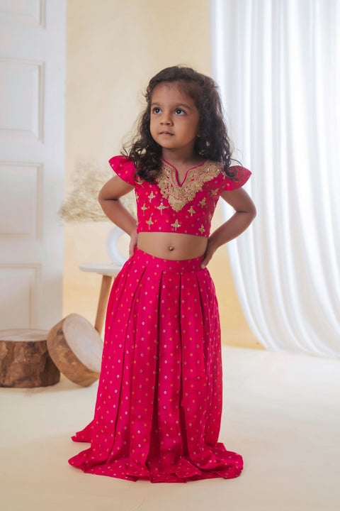 Pre-Order: Pink Loaded Sequence Ghagra Set