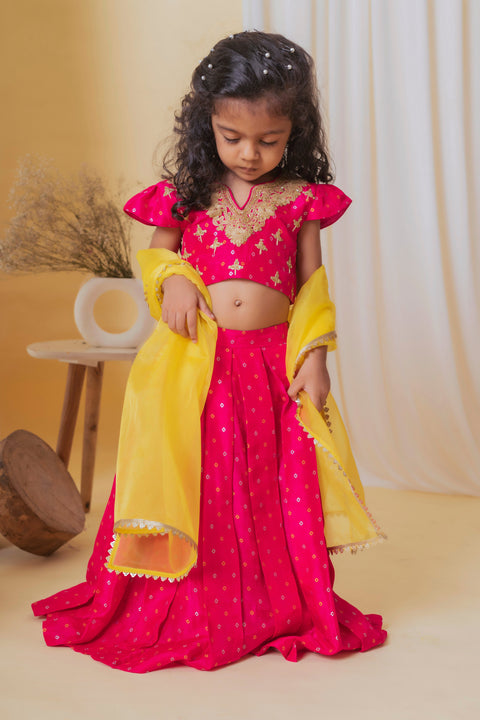 Pre-Order: Pink Loaded Sequence Ghagra Set
