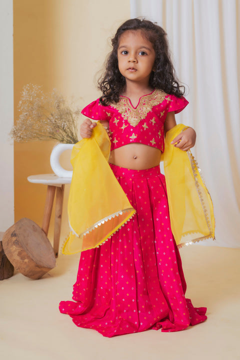 Pre-Order: Pink Loaded Sequence Ghagra Set