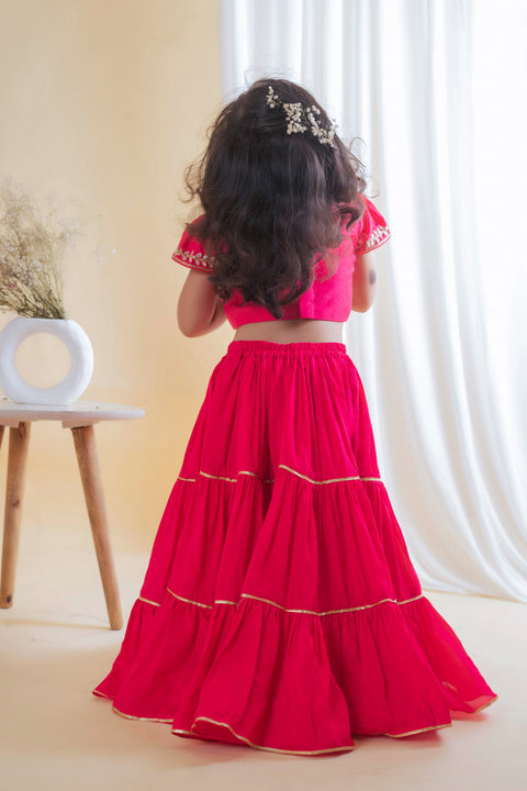 Pre-Order: Pink Heavy Gota Embroidered Ghagra Set