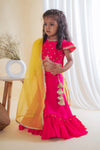 Pre-Order: Pink Butta Embroidered Ghagra Set