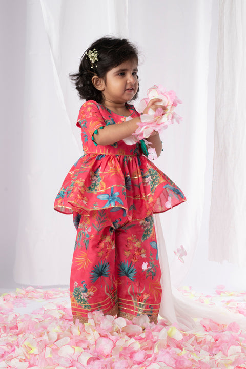 Pre-Order: Floral Peacock Printed Peplum set