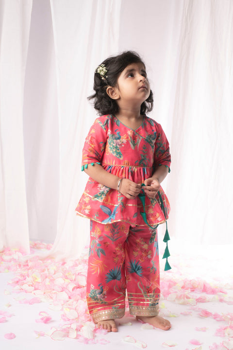 Pre-Order: Floral Peacock Printed Peplum set