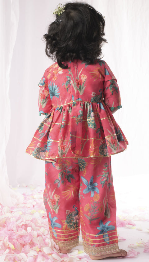 Pre-Order: Floral Peacock Printed Peplum set