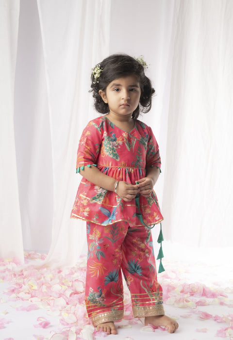 Pre-Order: Floral Peacock Printed Peplum set