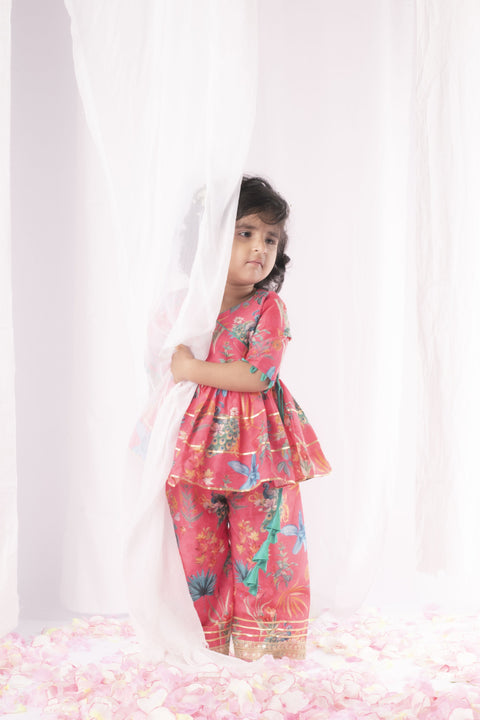 Pre-Order: Floral Peacock Printed Peplum set