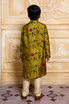 Pre-Order: Mustard Small Flower Print Kurta with Gota and Pant