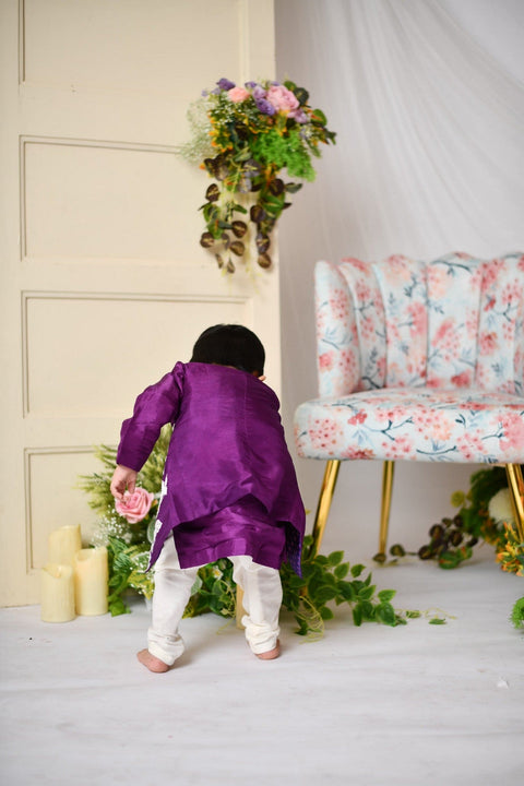 Pre-Order: Purple and White Nehru with Kurta Set