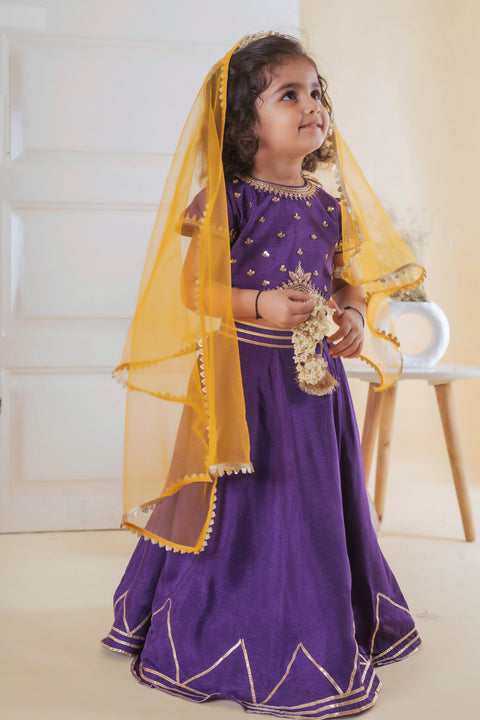 Pre-Order: Purple Gota Embroidered Lehenga Set