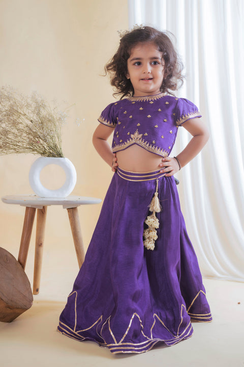 Pre-Order: Purple Gota Embroidered Lehenga Set